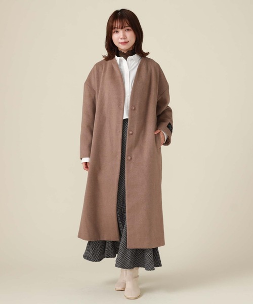 archives（アルシーヴ）の「Ｖネックコート（ノーカラーコート・レディース・グリーン/アイボリー/グレイッシュベージュ/ブラック・MEDIUM）」の13枚目の写真