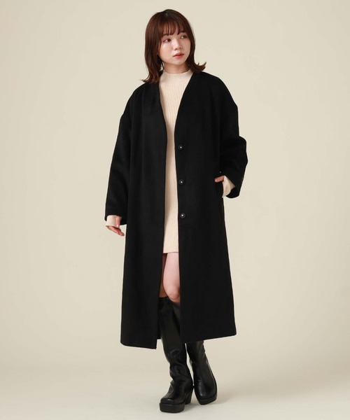 archives（アルシーヴ）の「Ｖネックコート（ノーカラーコート・レディース・グリーン/アイボリー/グレイッシュベージュ/ブラック・MEDIUM）」の15枚目の写真