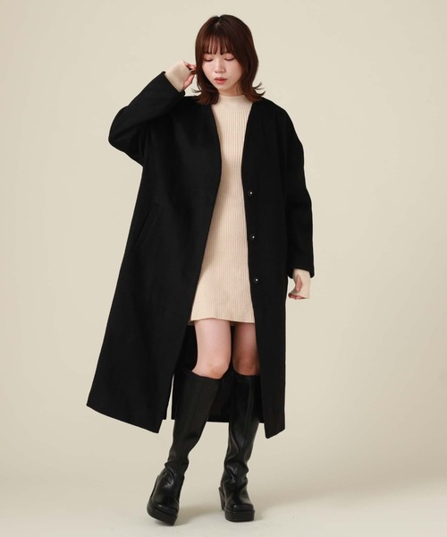 archives（アルシーヴ）の「Ｖネックコート（ノーカラーコート・レディース・グリーン/アイボリー/グレイッシュベージュ/ブラック・MEDIUM）」の16枚目の写真