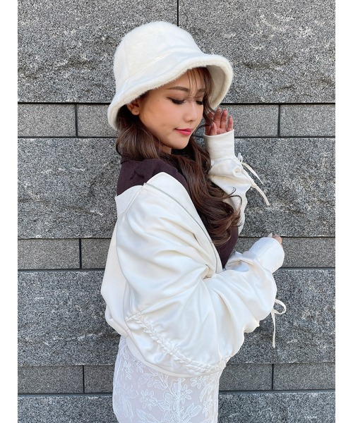 DURAS（デュラス）の「ドロストデザインブルゾン（ブルゾン・レディース・ホワイト/ブラック/ピンク・FREE）」の4枚目の写真