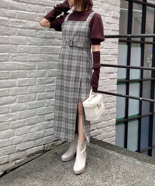 MAJESTIC LEGON（マジェスティックレゴン）の「スリットLadyジャンスカ（ジャンパースカート・レディース・ブラック/モカ/ブラウン系その他2・MEDIUM）」の3枚目の写真