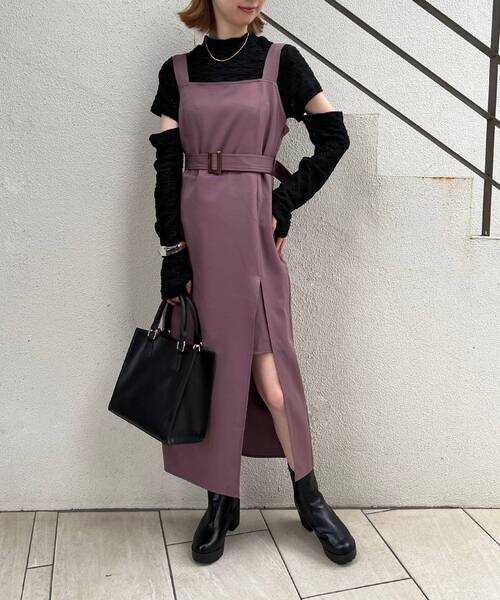 MAJESTIC LEGON（マジェスティックレゴン）の「スリットLadyジャンスカ（ジャンパースカート・レディース・ブラック/モカ/ブラウン系その他2・MEDIUM）」の2枚目の写真