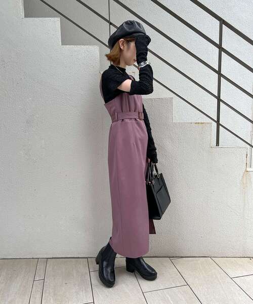 MAJESTIC LEGON（マジェスティックレゴン）の「スリットLadyジャンスカ（ジャンパースカート・レディース・ブラック/モカ/ブラウン系その他2・MEDIUM）」の5枚目の写真