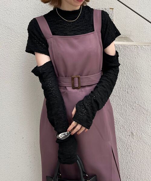 MAJESTIC LEGON（マジェスティックレゴン）の「スリットLadyジャンスカ（ジャンパースカート・レディース・ブラック/モカ/ブラウン系その他2・MEDIUM）」の4枚目の写真