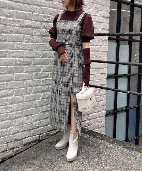 MAJESTIC LEGON（マジェスティックレゴン）の「スリットLadyジャンスカ（ジャンパースカート・レディース・ブラック/モカ/ブラウン系その他2・MEDIUM）」の10枚目の写真