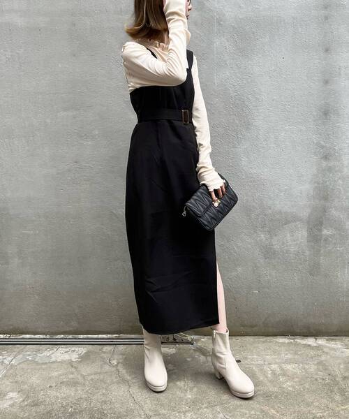 MAJESTIC LEGON（マジェスティックレゴン）の「スリットLadyジャンスカ（ジャンパースカート・レディース・ブラック/モカ/ブラウン系その他2・MEDIUM）」の14枚目の写真