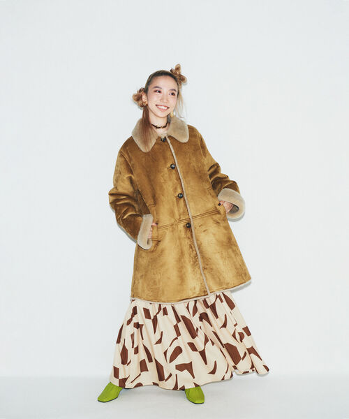 Ray BEAMS（レイビームス）の「Ray BEAMS / ジオメトリック プリント ワンピース（ワンピース・レディース・ホワイト/ベージュ・ONE SIZE）」の6枚目の写真