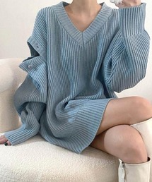 Dalfwin | 2022 AW 秋冬 韓国ファッション ニット レディース　2WAY マルチウェイVネックリブニット ベスト レディース ニットトップス ジレ(ニット/セーター)