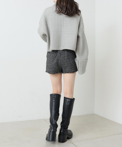 chichuさん専用【希少】エンフォルド　 クルーネックニット　ワイド　スリット web限定】ショート丈ボトルネックワイドリブニット（ニット/セーター