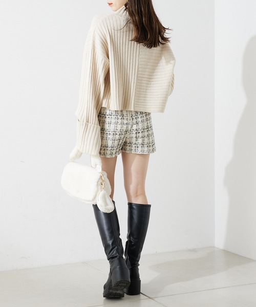 web限定】ショート丈ボトルネックワイドリブニット（ニット