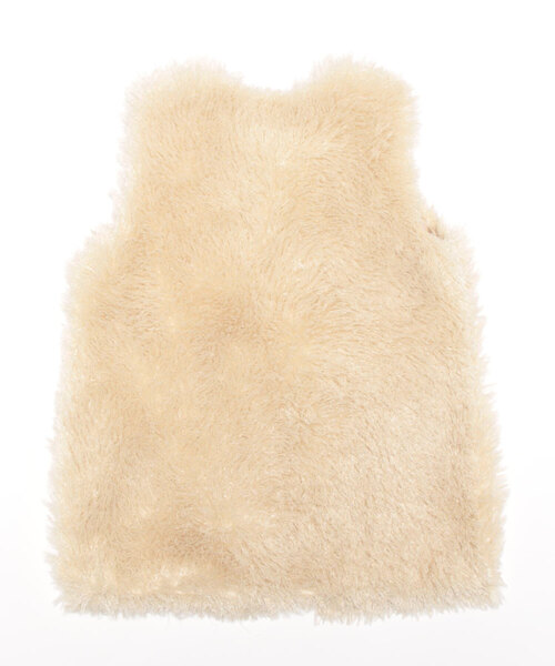 【新品　タグ付き　未開封】ファミリア　ファーベスト　ホワイト　ベージュ ◇ファミリア&frasl;familiar◇100cm位 ファーベスト ベージュ中古子供服