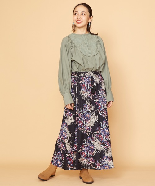 チャイハネ（チャイハネ）の「【チャイハネ】ラゾーラフラワープリントスカート（スカート・レディース・レッド/パープル/ブラック・FREE）」の9枚目の写真