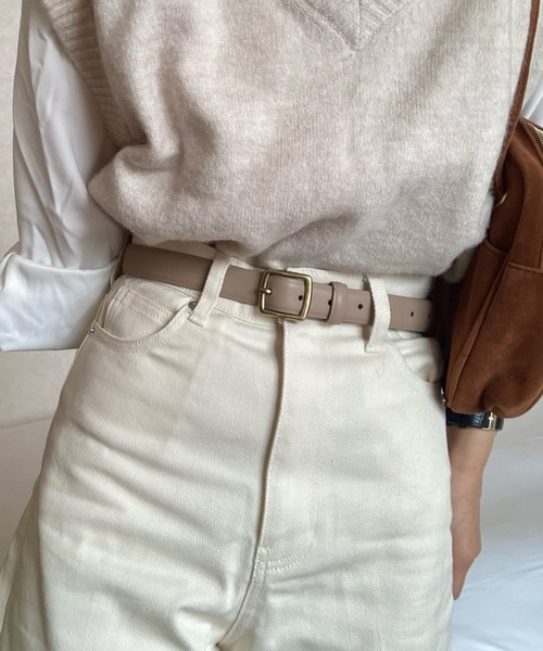 LAUIR（ラウアー）の「スクエアバッグルベルト（ベルト・レディース・ブラウン/ブラック/クリーム・FREE）」の6枚目の写真