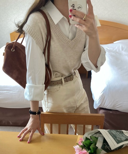 LAUIR（ラウアー）の「スクエアバッグルベルト（ベルト・レディース・ブラウン/ブラック/クリーム・FREE）」の7枚目の写真