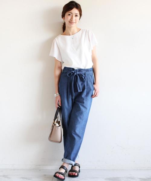 BEAUTY&YOUTH UNITED ARROWS（ビューティーアンドユースユナイテッドアローズ）の「BYSF デニムタックテーパード9分丈パンツ◆（デニムパンツ・レディース・ライトブルー/ネイビー・SMALL/MEDIUM）」の14枚目の写真