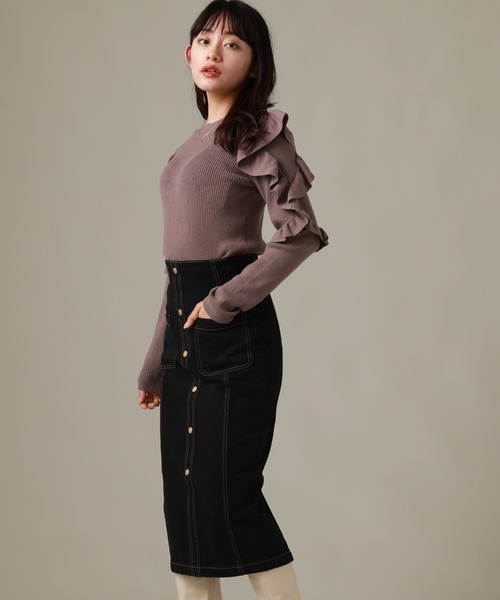 Cheek（チーク）の「袖フリルニット（ニット/セーター・レディース・アイボリー/モカ/チャコールグレー・MEDIUM）」の18枚目の写真