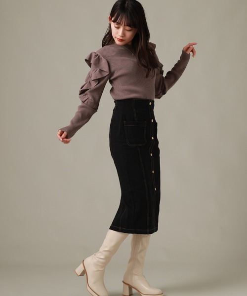 Cheek（チーク）の「袖フリルニット（ニット/セーター・レディース・アイボリー/モカ/チャコールグレー・MEDIUM）」の19枚目の写真