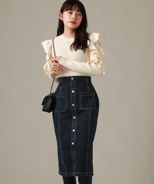 Cheek（チーク）の「袖フリルニット（ニット/セーター・レディース・アイボリー/モカ/チャコールグレー・MEDIUM）」の4枚目の写真