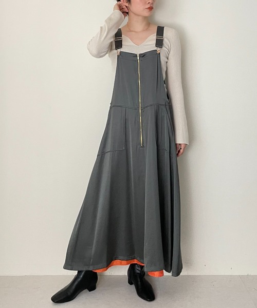 TEVALT(ヴァレット)の「ミリタリーサロペットワンピース(サロペット/オーバーオール・レディース・カーキ/ベージュ/ブラック・38)」の3枚目の写真