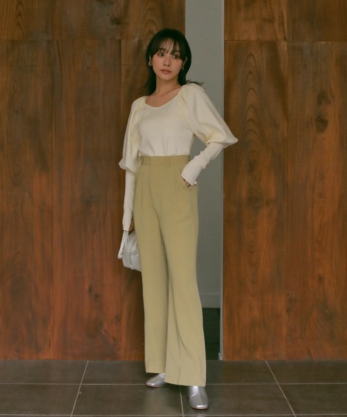 N WITH.（エヌウィズ）の「ボリュームショルダーニット（Tシャツ/カットソー・レディース・ワイン系/ブラック/ホワイト・FREE）」の4枚目の写真