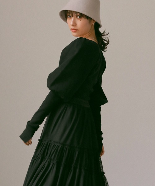 N WITH.（エヌウィズ）の「ボリュームショルダーニット（Tシャツ/カットソー・レディース・ワイン系/ブラック/ホワイト・FREE）」の12枚目の写真