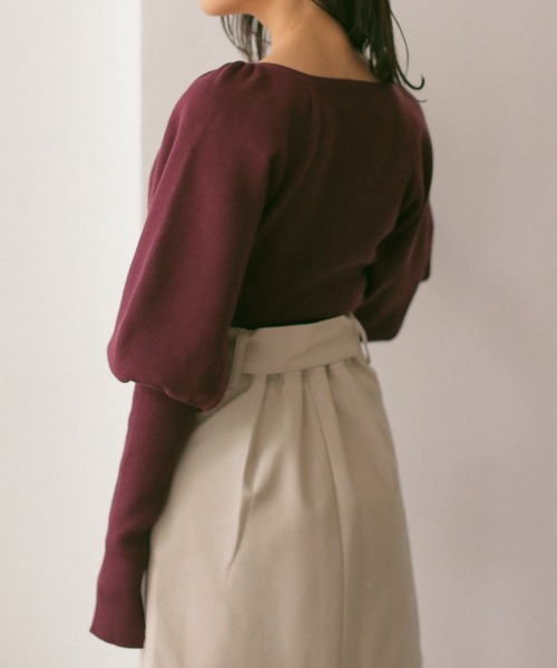 N WITH.（エヌウィズ）の「ボリュームショルダーニット（Tシャツ/カットソー・レディース・ワイン系/ブラック/ホワイト・FREE）」の16枚目の写真