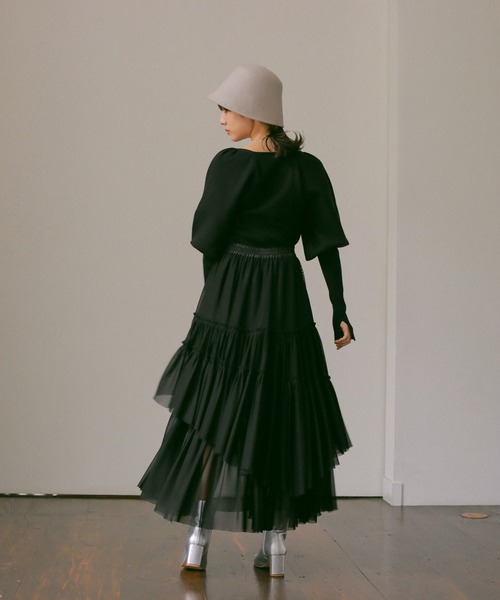 N WITH.（エヌウィズ）の「ボリュームショルダーニット（Tシャツ/カットソー・レディース・ワイン系/ブラック/ホワイト・FREE）」の10枚目の写真