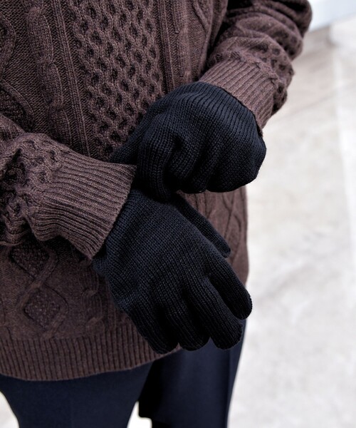 SHIPS any(シップス エニィ)の「NEWBERRY KNITTING:ショート ニット グローブ 手袋(手袋・メンズ・ブラウン/ブラック/パープル/ネイビー/オリーブ/ブルー・ONE SIZE)」の8枚目の写真