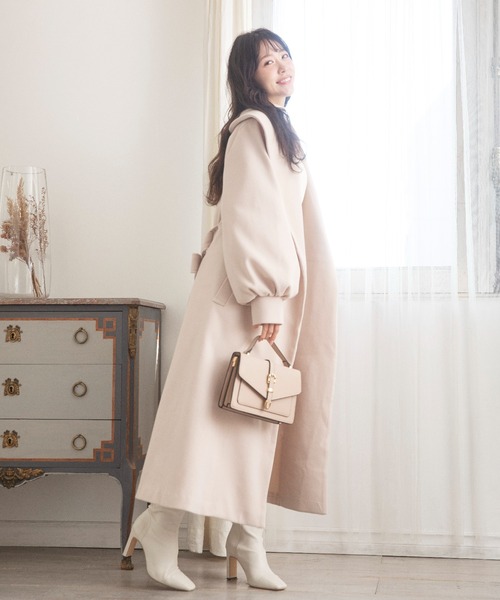 MIIA（ミーア）の「ショールカラーロングコート（その他アウター・レディース・オフホワイト/ベージュ/ブラック/ボルドー・FREE）」の4枚目の写真