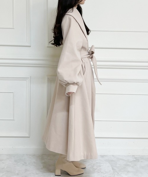 MIIA（ミーア）の「ショールカラーロングコート（その他アウター・レディース・オフホワイト/ベージュ/ブラック/ボルドー・FREE）」の8枚目の写真