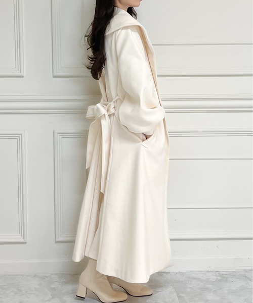 MIIA（ミーア）の「ショールカラーロングコート（その他アウター・レディース・オフホワイト/ベージュ/ブラック/ボルドー・FREE）」の15枚目の写真