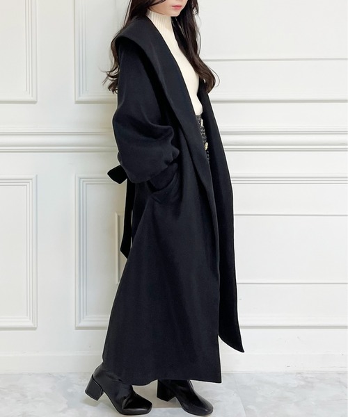 ちょっと大人のタイニーショールコート アイシービー ICB ADSダウン ショールカラーコート （ブラック系