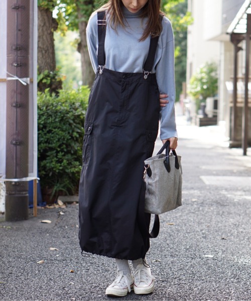 GUNG HO（ガンホー）の「GUNG HO / ガンホー SUSPENDER SKIRT サスペンダースカート（スカート・レディース・ブラック/オレンジ/オリーブ・ONE SIZE）」の2枚目の写真