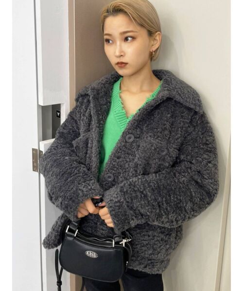 EMODA(エモダ)の「ヘムクラッシュVネックニット(ニット/セーター・レディース・パープル/グリーン/ブラック/アイボリー・FREE)」の20枚目の写真