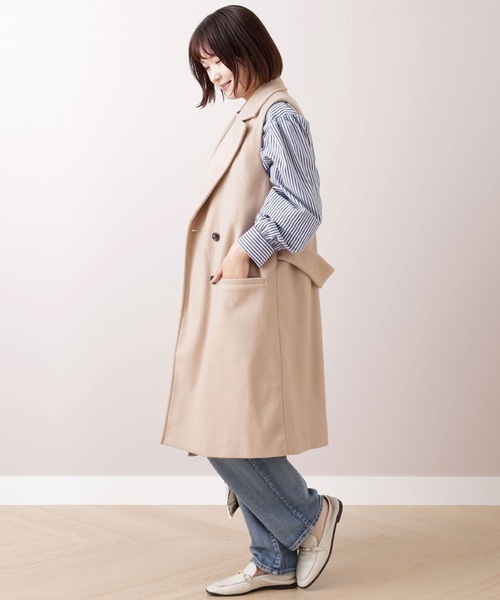BELLUNA PLUS(ベルーナ)の「ウール調素材ロングジレ(ベスト・レディース・チャコール/ベージュ・MEDIUM/LARGE/X-LARGE)」の7枚目の写真