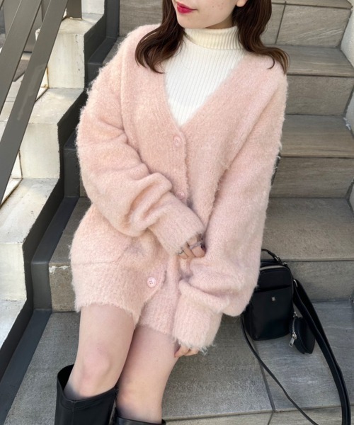 OLIVE des OLIVE（オリーブデオリーブ）の「【WEB限定］ミックス起毛カーディガン（カーディガン/ボレロ・レディース・ラベンダー/イエロー/ホワイト/ピンク/アイボリー・FREE）」の5枚目の写真