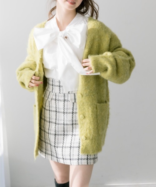 OLIVE des OLIVE（オリーブデオリーブ）の「【WEB限定］ミックス起毛カーディガン（カーディガン/ボレロ・レディース・ラベンダー/イエロー/ホワイト/ピンク/アイボリー・FREE）」の4枚目の写真