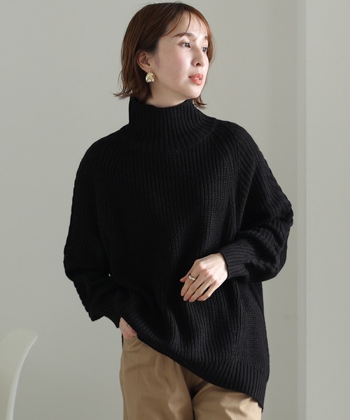 ElegChic(エレグシック)の「ケーブル片畔編みセーター(ニット/セーター・レディース・ブラック/グレイッシュベージュ/ネイビー・L/3L/5L)」の13枚目の写真
