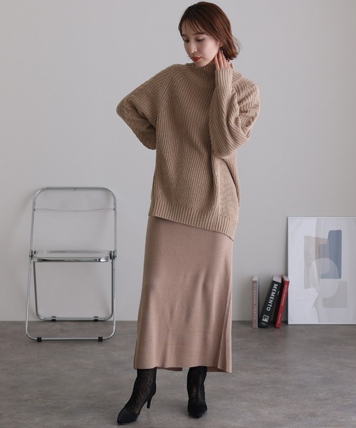 ケーブル片畔編みセーター ケーブル片畔編みセーター（ニット/セーター）｜ElegChic