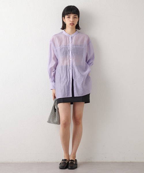 Whim Gazette（ウィムガゼット）の「【THE PAUSE】2WAYシアーシャツ（シャツ/ブラウス・レディース・サックスブルー/ホワイト系その他/パープル・FREE）」の7枚目の写真