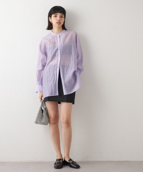 Whim Gazette（ウィムガゼット）の「【THE PAUSE】2WAYシアーシャツ（シャツ/ブラウス・レディース・サックスブルー/ホワイト系その他/パープル・FREE）」の13枚目の写真