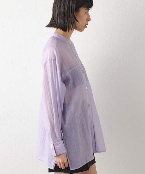 Whim Gazette（ウィムガゼット）の「【THE PAUSE】2WAYシアーシャツ（シャツ/ブラウス・レディース・サックスブルー/ホワイト系その他/パープル・FREE）」の8枚目の写真