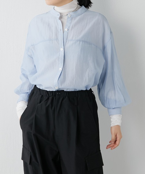 Whim Gazette（ウィムガゼット）の「【THE PAUSE】2WAYシアーシャツ（シャツ/ブラウス・レディース・サックスブルー/ホワイト系その他/パープル・FREE）」の19枚目の写真