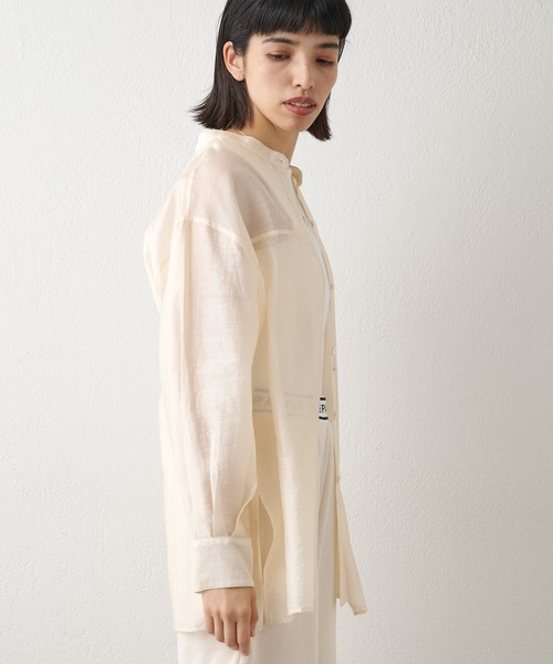 Whim Gazette（ウィムガゼット）の「【THE PAUSE】2WAYシアーシャツ（シャツ/ブラウス・レディース・サックスブルー/ホワイト系その他/パープル・FREE）」の5枚目の写真
