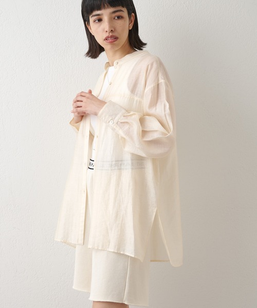 Whim Gazette（ウィムガゼット）の「【THE PAUSE】2WAYシアーシャツ（シャツ/ブラウス・レディース・サックスブルー/ホワイト系その他/パープル・FREE）」の10枚目の写真