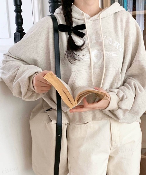 Dalfwin（ダールフィン）の「HEART刺繍ドルマンスリーブスウェットパーカー（パーカー・レディース・グレー/パープル/ブラック・FREE）」の5枚目の写真