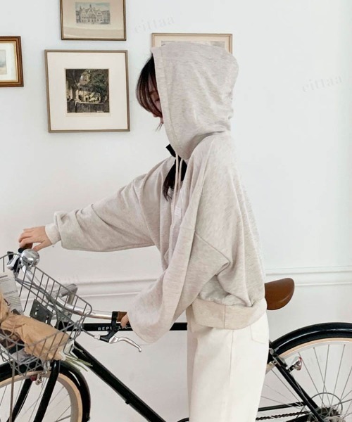 Dalfwin（ダールフィン）の「HEART刺繍ドルマンスリーブスウェットパーカー（パーカー・レディース・グレー/パープル/ブラック・FREE）」の20枚目の写真