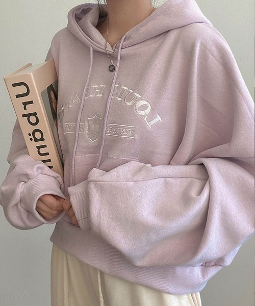 Dalfwin（ダールフィン）の「HEART刺繍ドルマンスリーブスウェットパーカー（パーカー・レディース・グレー/パープル/ブラック・FREE）」の10枚目の写真