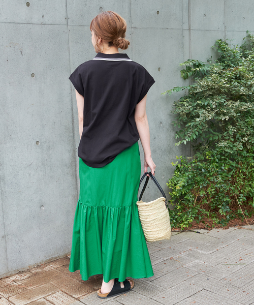 B.C STOCK（ベーセーストック）の「フロントボタンマーメイドギャザースカート（スカート・レディース・ブラック/グリーン/ホワイト・FREE）」の15枚目の写真