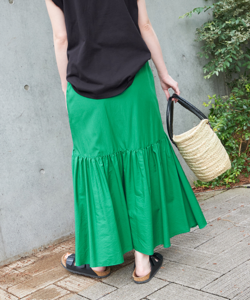 B.C STOCK（ベーセーストック）の「フロントボタンマーメイドギャザースカート（スカート・レディース・ブラック/グリーン/ホワイト・FREE）」の16枚目の写真